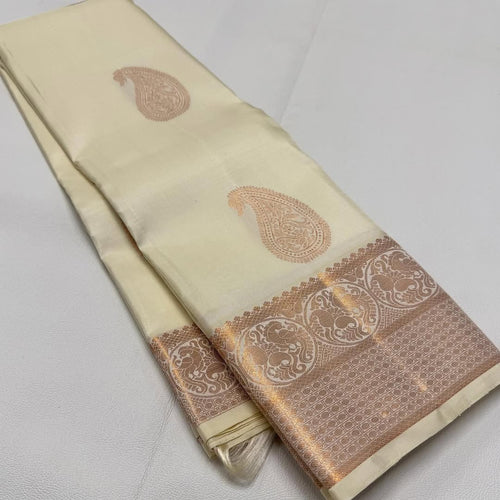 Flaunt Off White Soft Silk Saree With Sumptuous Blouse Piece