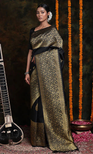 Beautiful Black Soft Silk Saree