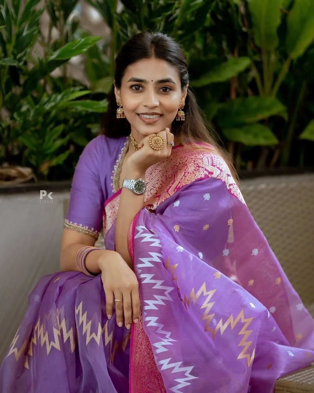 Alluring Lavender Cotton Silk Saree With Stylish Blouse Piece