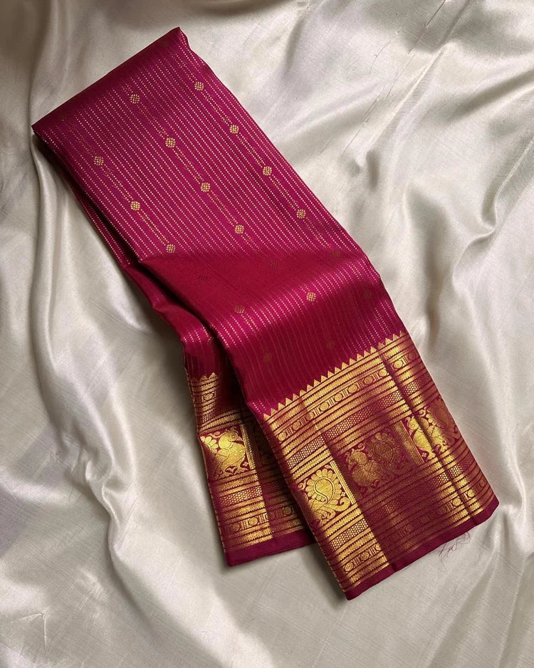 Dark Pink Soft Banarasi Silk Saree With Stylish Blouse Piece