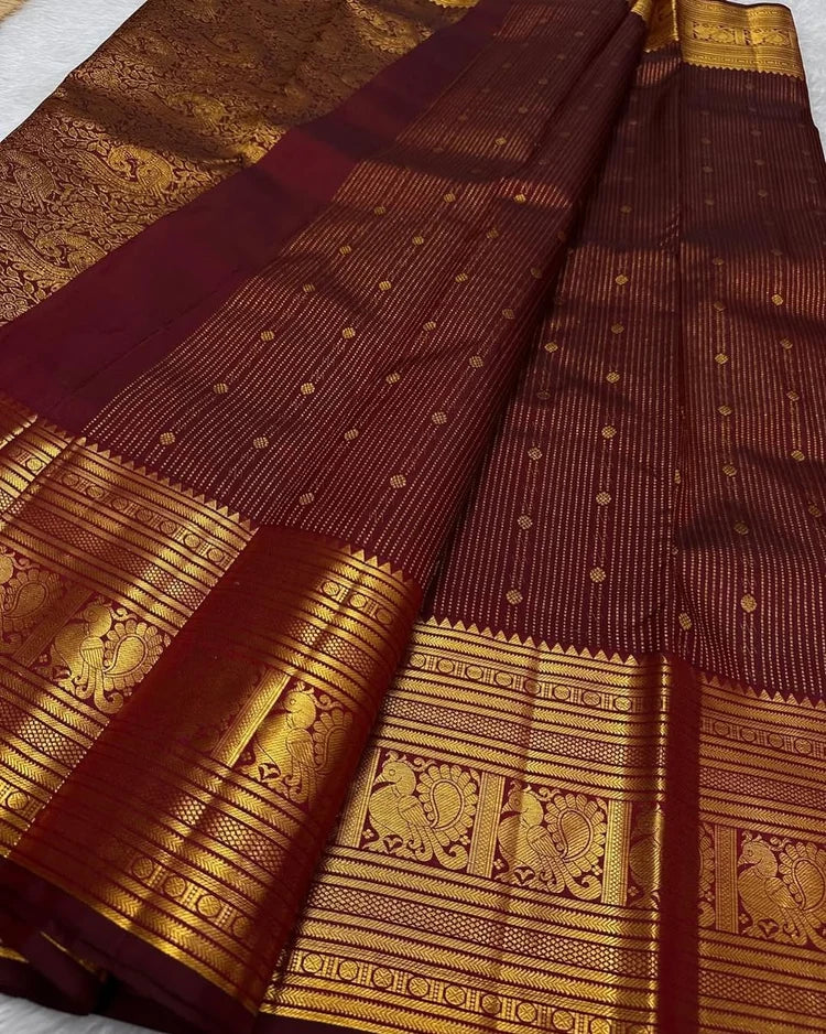 Maroon Soft Banarasi Silk Saree With Inimitable Blouse Piece