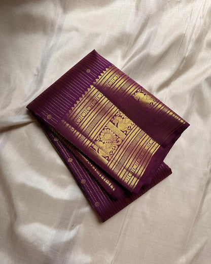 Purple Soft Banarasi Silk Saree With Designer Blouse Piece