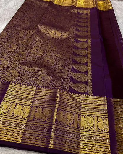Purple Soft Banarasi Silk Saree With Designer Blouse Piece