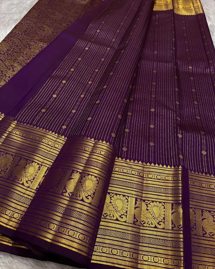 Purple Soft Banarasi Silk Saree With Designer Blouse Piece