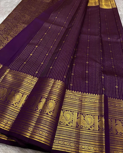 Purple Soft Banarasi Silk Saree With Designer Blouse Piece