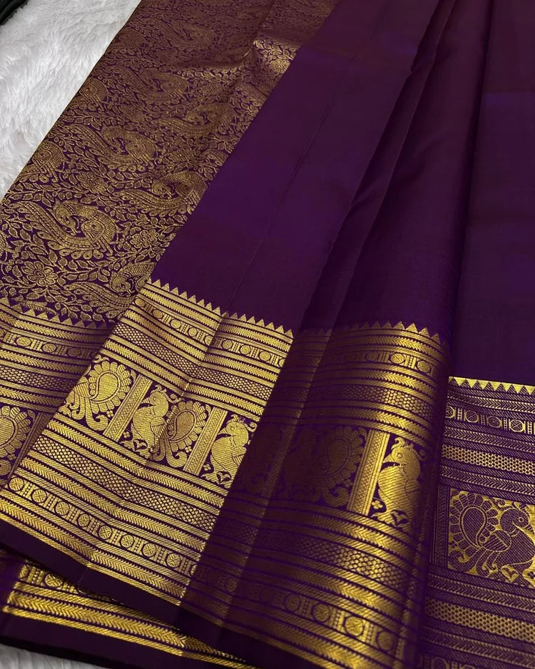 Purple Soft Banarasi Silk Saree With Designer Blouse Piece
