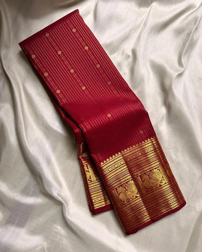 Red Soft Banarasi Silk Saree With Conflate Blouse Piece