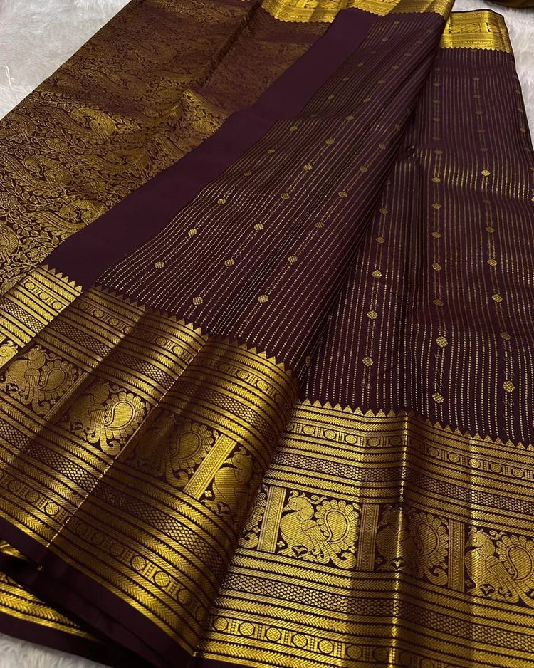 Wine Soft Banarasi Silk Saree With Adorable Blouse Piece