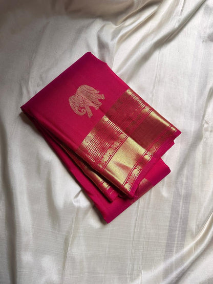 Stunning Dark Pink Soft Banarasi Silk Saree With Alluring Blouse Piece