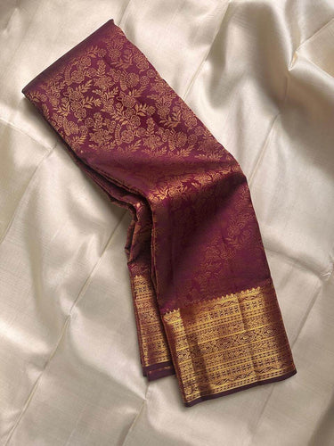 Evocative Purple Soft Banarasi Silk Saree With Captivating Blouse Piece