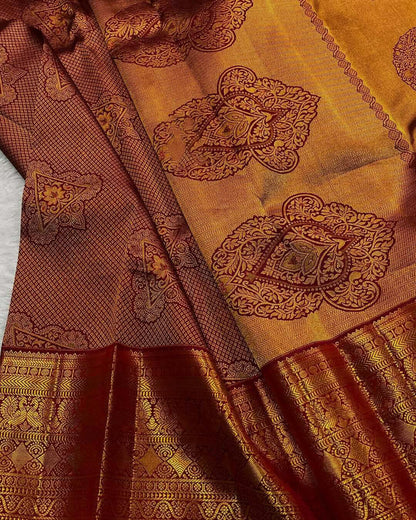 Tantalizing Maroon Soft Banarasi Silk Saree With Fugacious Blouse Piece