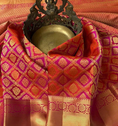 Glamorous Red Soft Silk Saree With Imaginative Blouse Piece