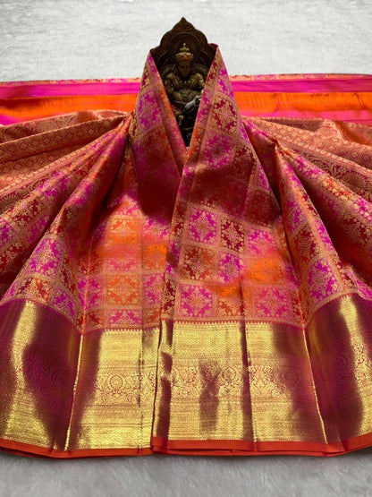Breathtaking Red Soft Banarasi Silk Saree With Scrupulous Blouse Piece
