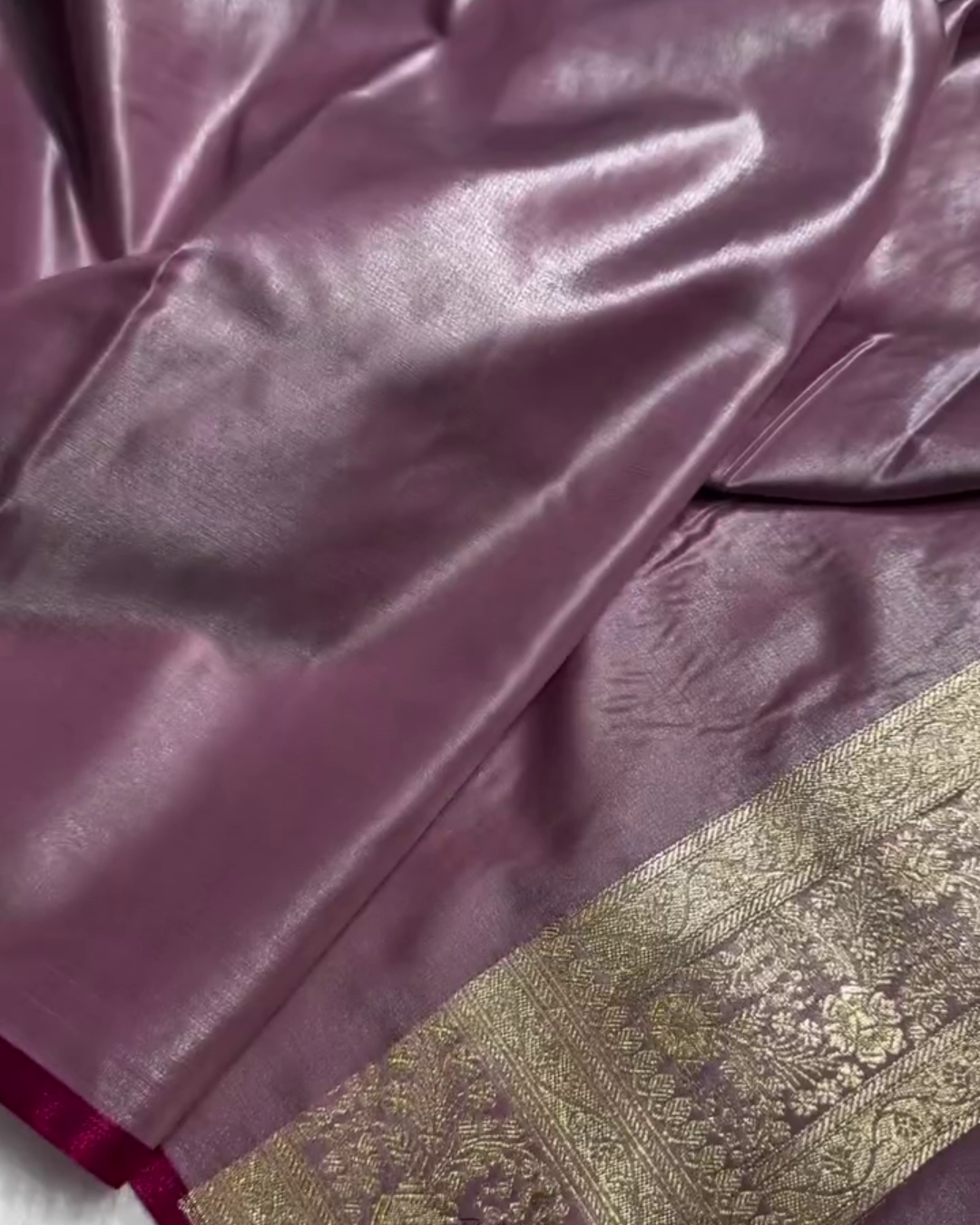 Annapurna - Mauve Satin Saree with Zari Weaving Silk Saree with Zari Border