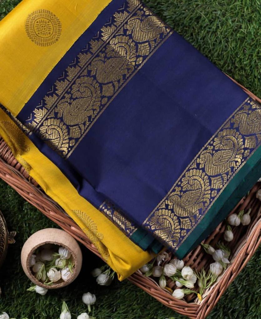 Faded Yellow Banarasi Silk Saree