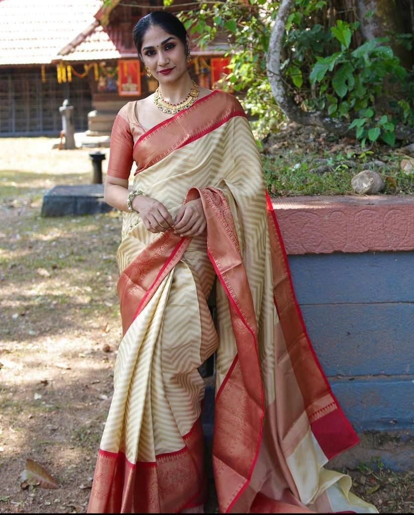 Liniment White Banarasi Silk Saree