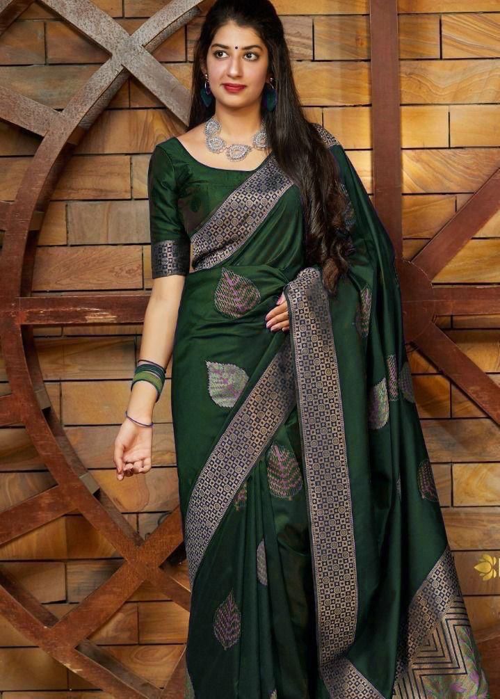 Foliage Green Banarasi Silk Saree