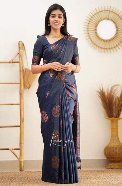 Sapphire Blue Banarasi Silk Saree