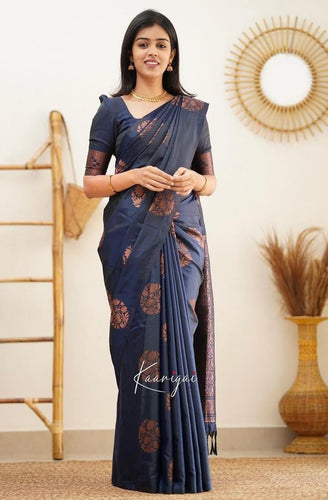 Neon Blue Banarasi Silk Saree