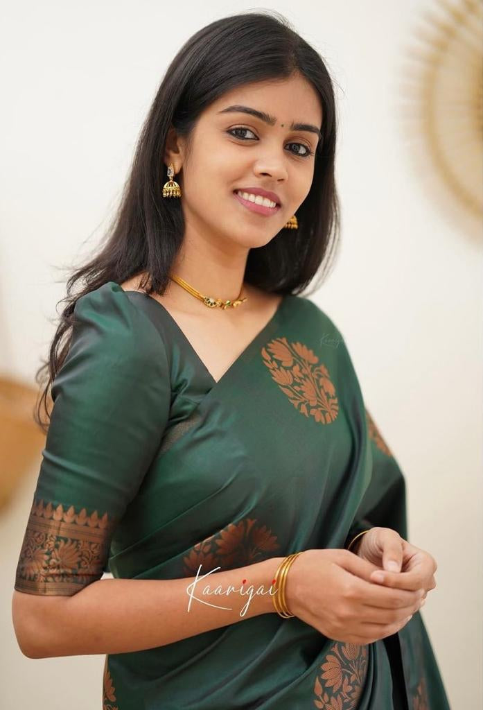 Kelly Green Banarasi Silk Saree