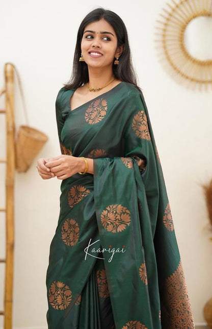 Kelly Green Banarasi Silk Saree