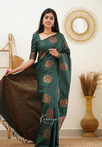 Kelly Green Banarasi Silk Saree