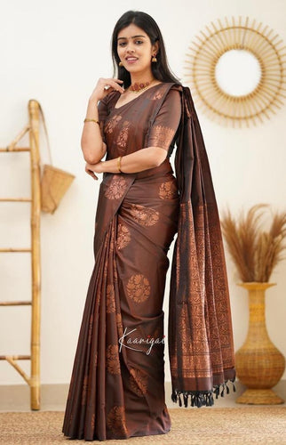 Emperor Brown Banarasi Silk Saree
