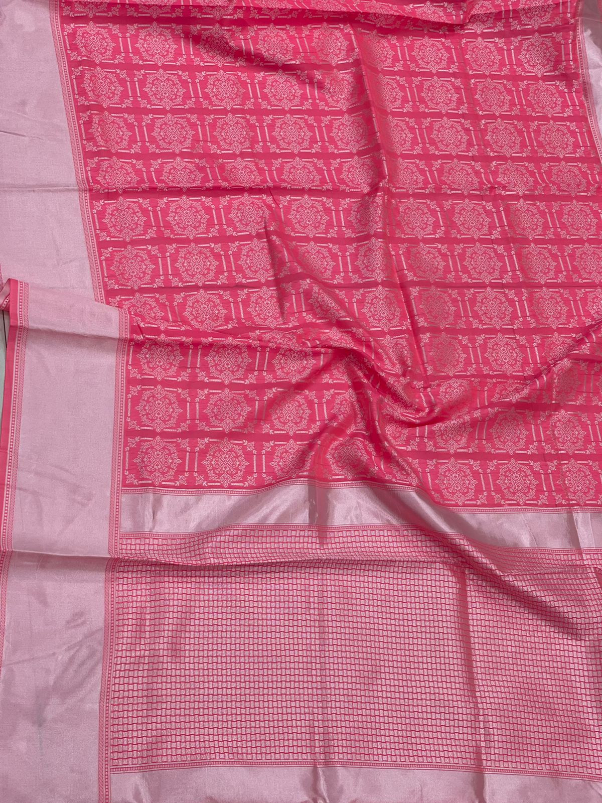 Halcyon Pink Woven Banarasi Silk Saree