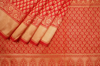 Vermeil Red Banarasi Silk Saree