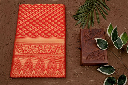 Vermeil Red Banarasi Silk Saree