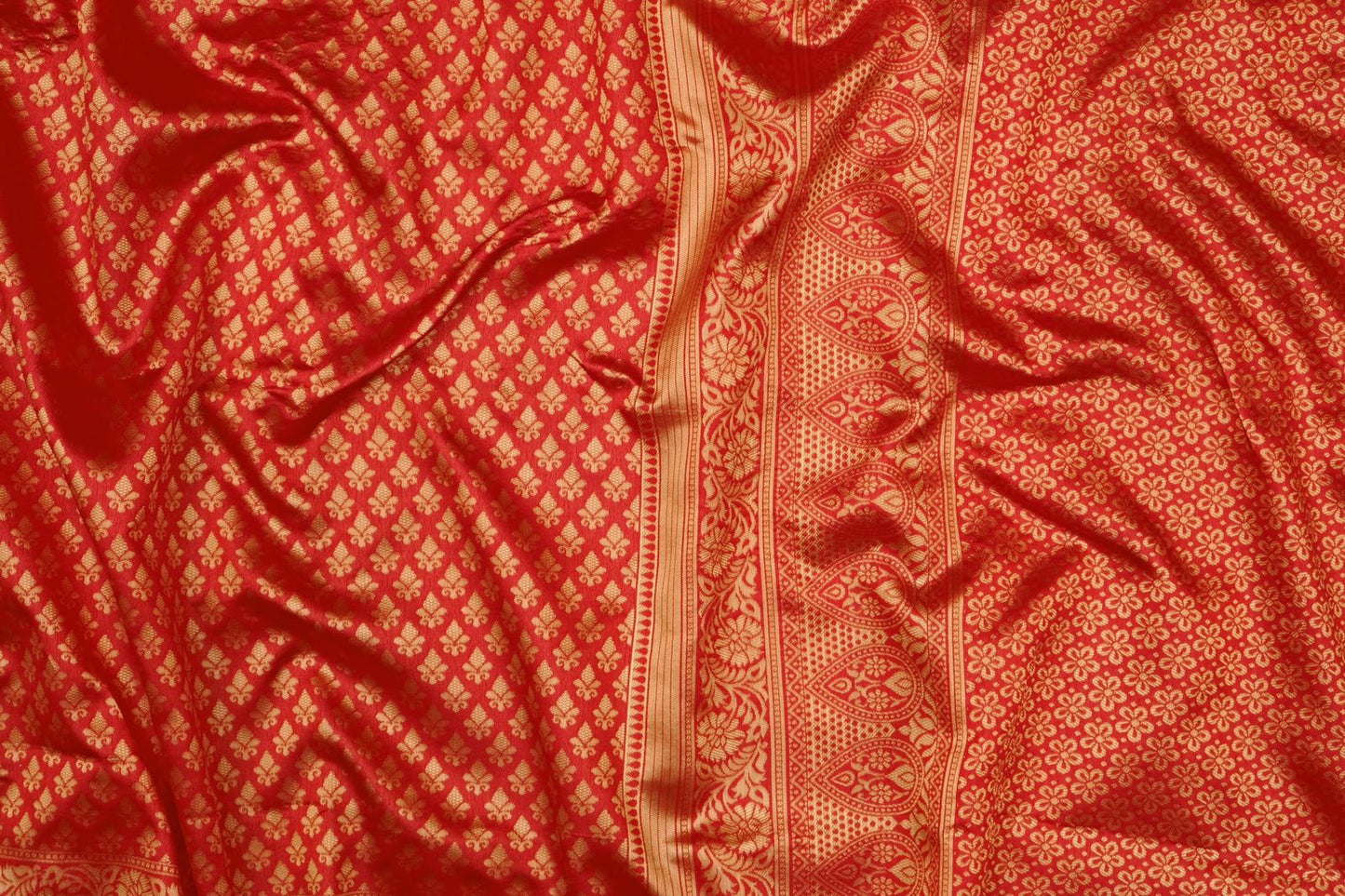 Vermeil Red Banarasi Silk Saree