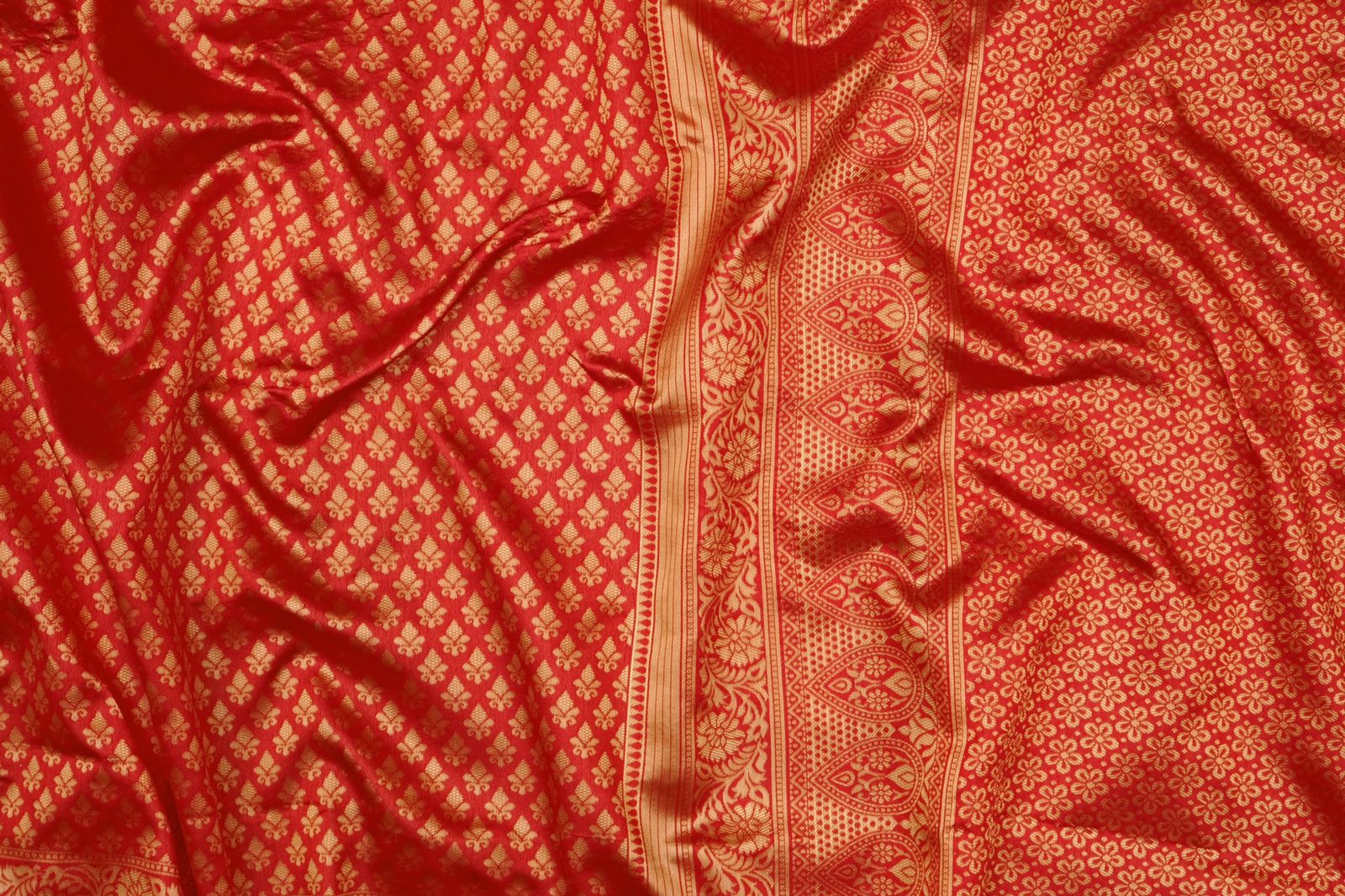 Vermeil Red Banarasi Silk Saree