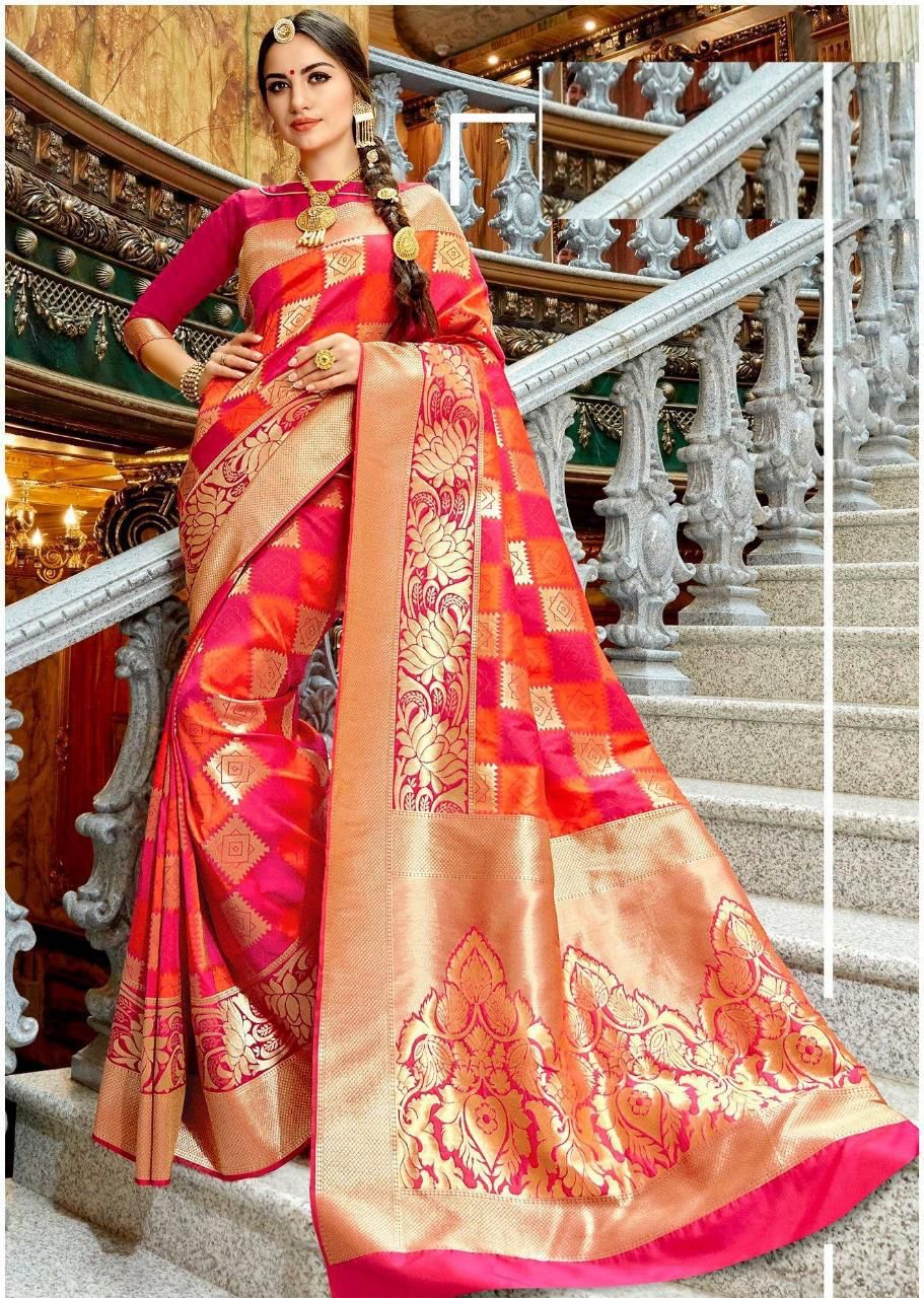 Taffy Pink Banarasi Silk Saree