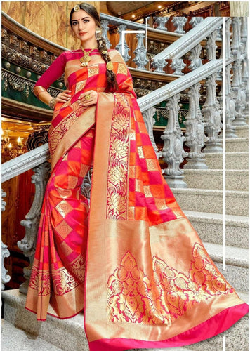 Taffy Pink Banarasi Silk Saree