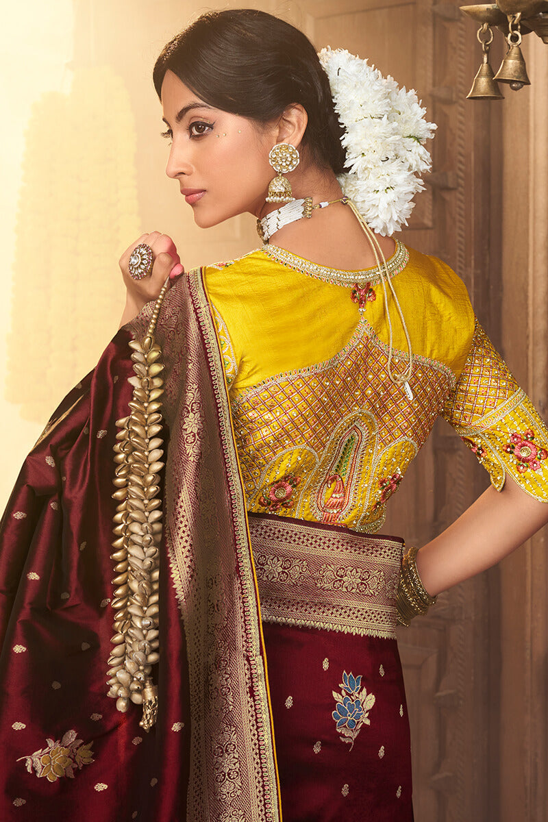 Precious Maroon Pure Viscose Dola Silk Saree With Susurrous Blouse Piece