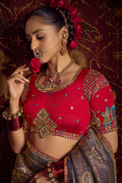 Scrupulous Blue Pure Viscose Dola Silk Saree With Resplendent Blouse Piece