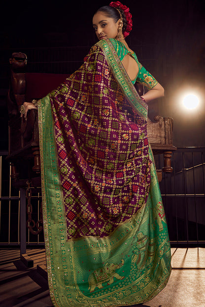 Resonant Purple Pure Viscose Dola Silk Saree With Susurrous Blouse Piece