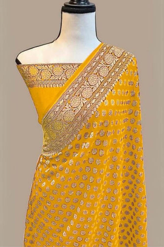 Blissful Yellow Soft Banarasi Silk Saree With Engrossing Blouse Piece