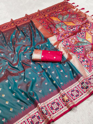 Arresting Grey Soft Banarasi Silk Saree With Staring dBlouse Piece