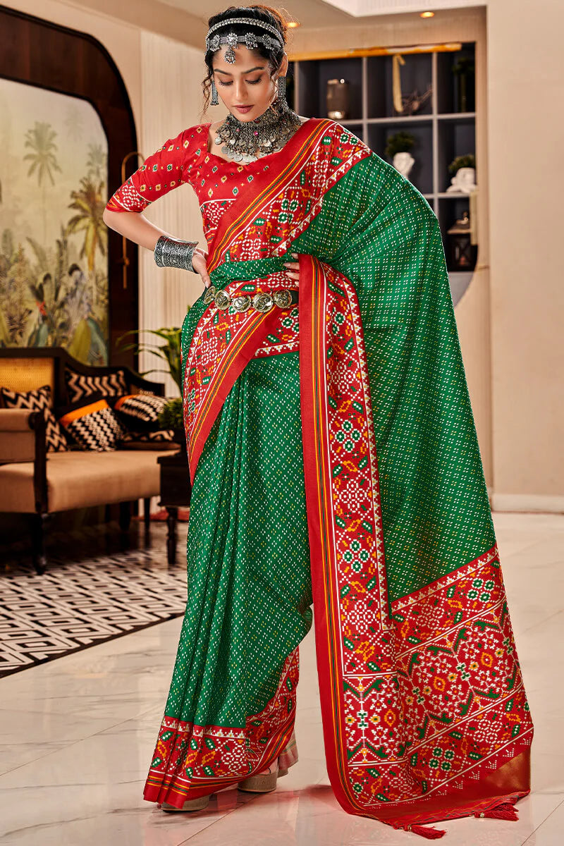 Pleasant Purple Patola Silk Saree with Classic Blouse Piece