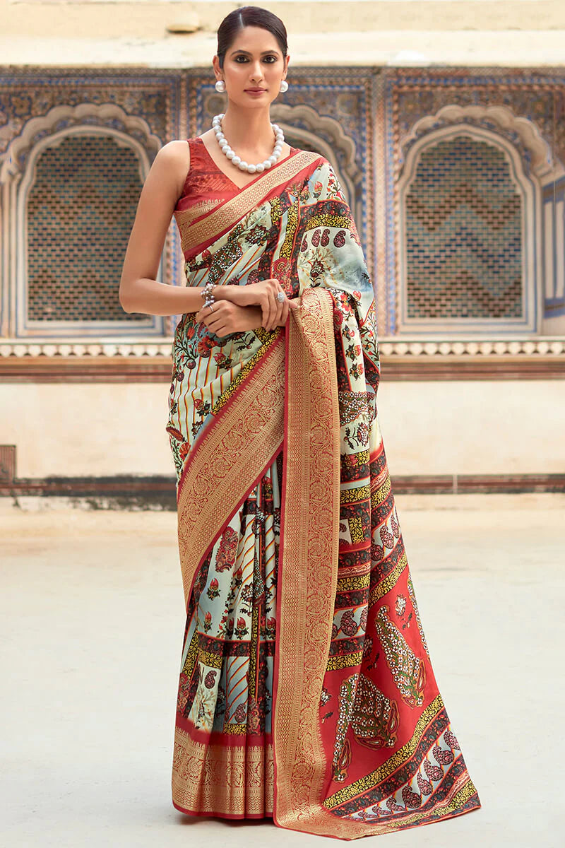 Gratifying Wine Digital Printed Dola Silk Saree With Supernal Blouse Piece