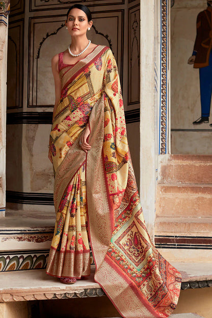 Gratifying Wine Digital Printed Dola Silk Saree With Supernal Blouse Piece