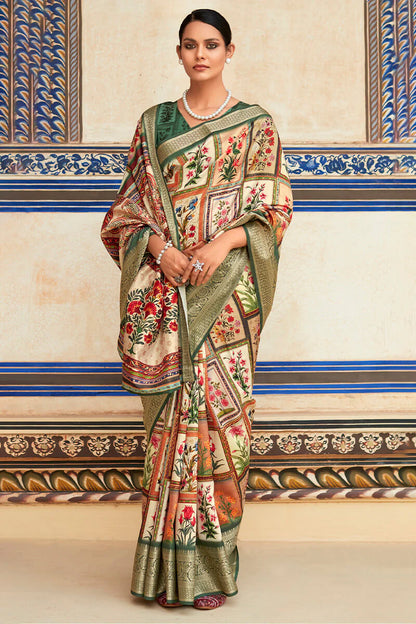 Gratifying Wine Digital Printed Dola Silk Saree With Supernal Blouse Piece