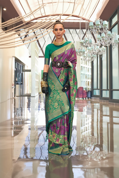 Wonderful Magenta Soft Banarasi Silk Saree With Dazzling Blouse Piece