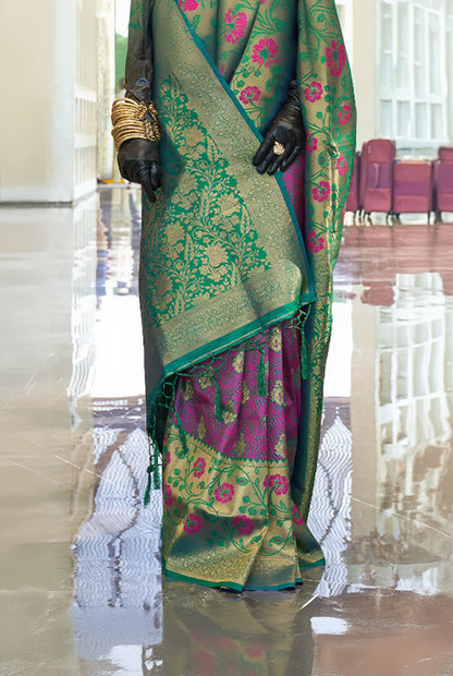 Wonderful Magenta Soft Banarasi Silk Saree With Dazzling Blouse Piece