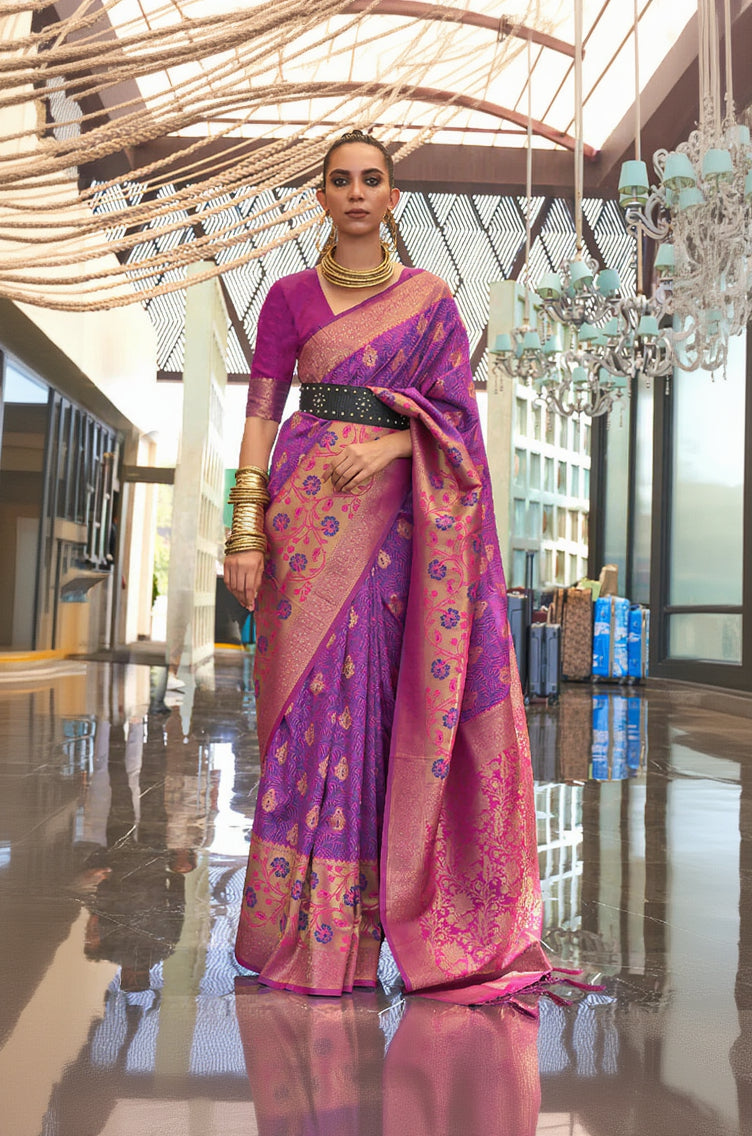 Wonderful Magenta Soft Banarasi Silk Saree With Dazzling Blouse Piece