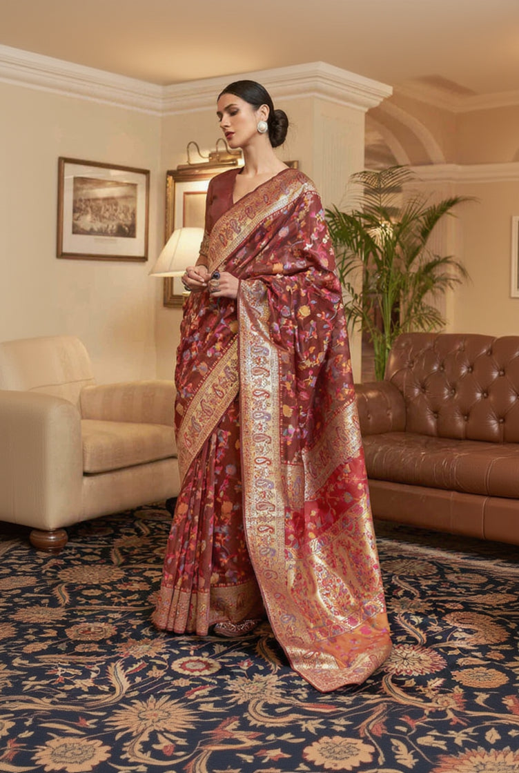 Exuberant Firozi Pashmina saree With Ratatouille Blouse Piece
