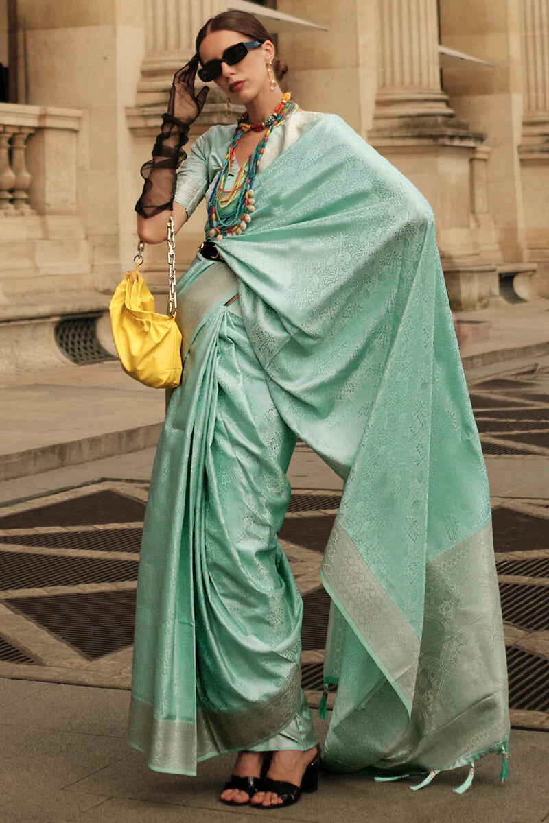 Prettiest Lavender Soft Banarasi Silk Saree With Panache Blouse Piece