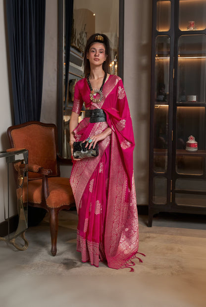 Ravishing Beige Soft Banarasi Silk Saree With Twirling Blouse Piece