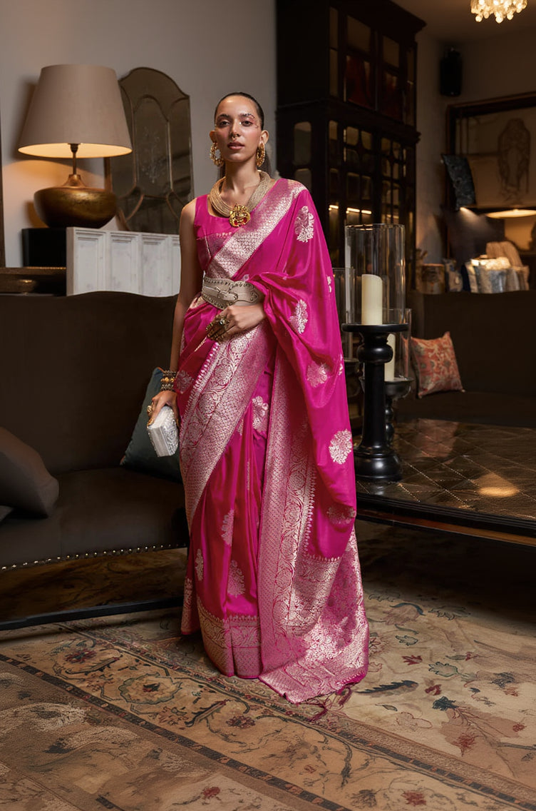 Ravishing Beige Soft Banarasi Silk Saree With Twirling Blouse Piece